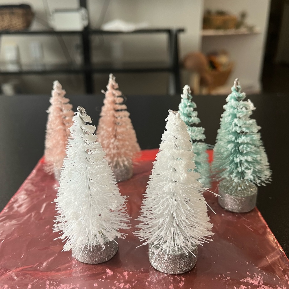 Miniature pastel flocked trees